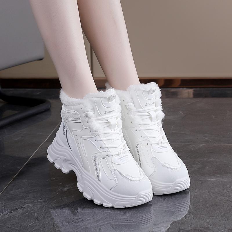 TUINANLE Winter Sneakers with Fur Shoes Woman Casual Sports Skateboard Trainers Women Comfort Warm Plush Athletic Shoes