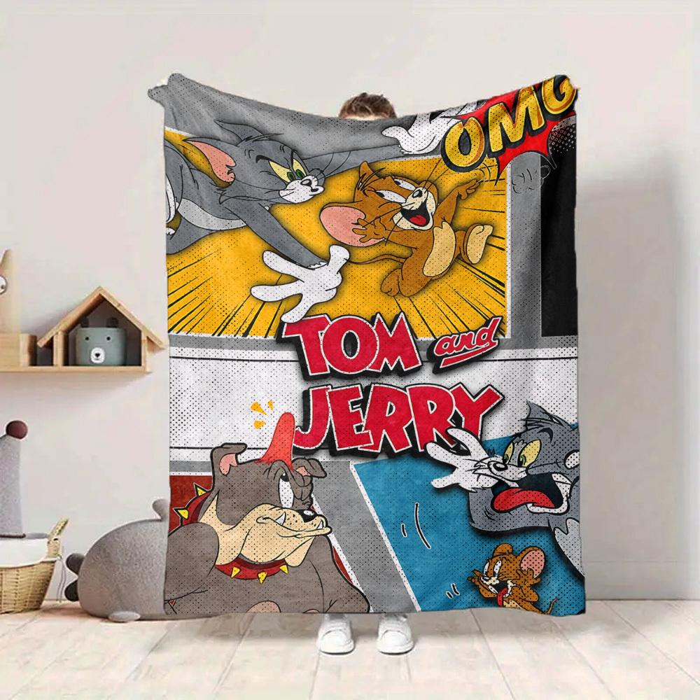1pc Tom Jerry Flannel Throw Blanket - HD Printed Lightweight Soft Warm All-Season Blanket for Sofa, Bed, Travel092