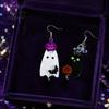 Charming Holiday Gift for Her 1 Pair Acrylic Halloween Earrings, Black White Ghost Drop Dangle Earrings with Women Witch Hat Bat Pumpkin, Gothic