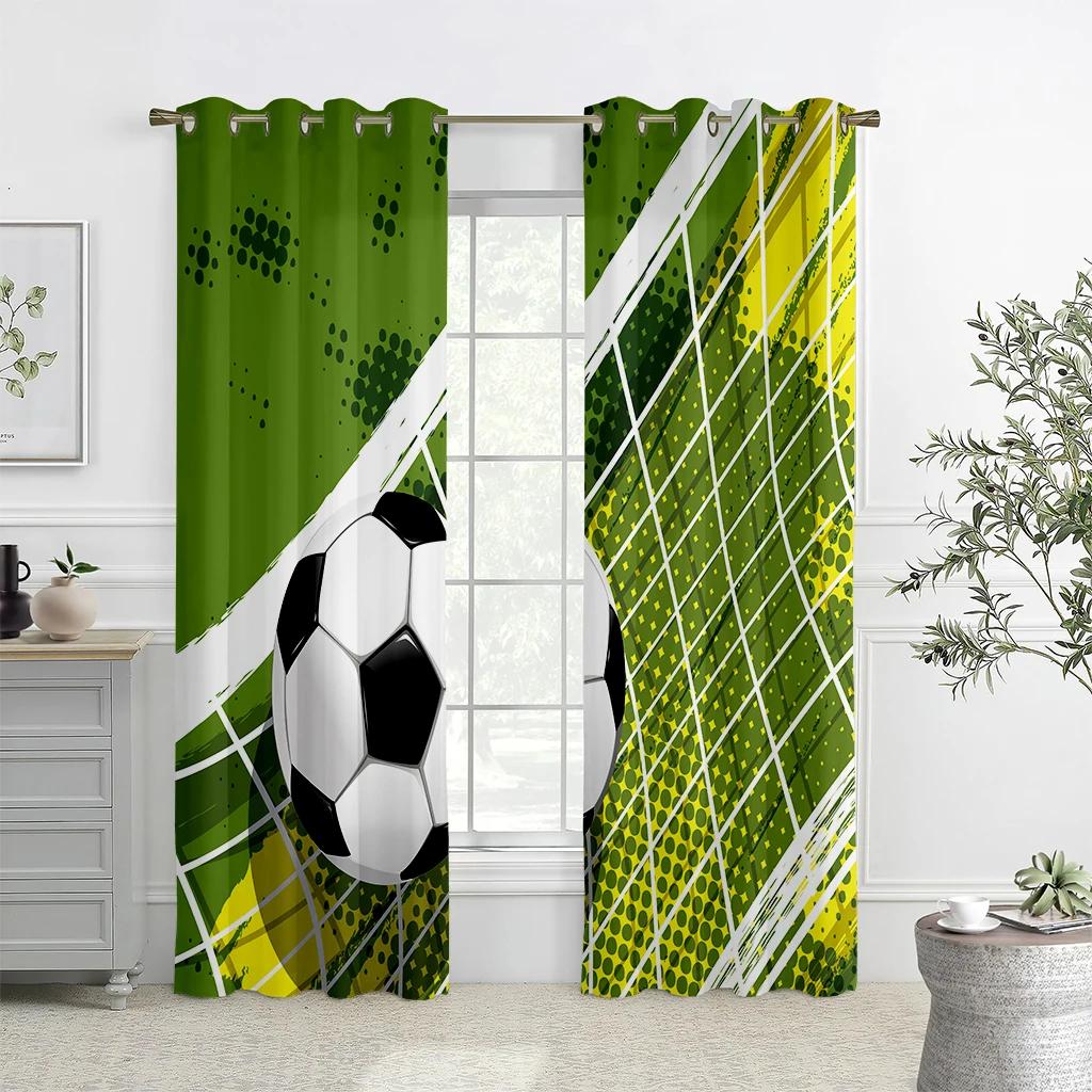 Grünes Rheinfeld Fußball Sport Vorhänge Heimvorhänge 2 Paneele Kinderzimmer Wohnzimmer Schlafzimmer Balkon Küche Heimdeko