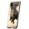 Luxury Phone Case For Samsung Galaxy Z Flip 3 4 5 6 Hard Black Folding PC For Samsung Z Flip3 Flip4 Flip5 Cover Animal Wild Boar