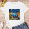 ZX TEE Van Gogh Printed Streetwear Fashion Girls T-Shirts Harajuku White Clothing Short Sleeve Summer Tees Casual Female O-Neck Tops