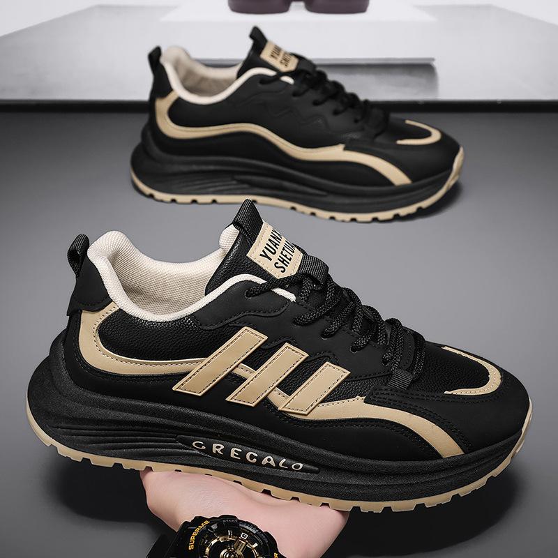 

Мужская обувь 2024 новый зимний тренд кожаная поверхность водонепроницаемая толстая подошва износостойкая спортивная и повседневная обувь мужские популярные кроссовки для папы 39 чёрный