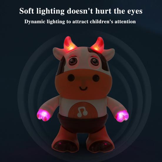 1/2Pcs Kids Electric Cow Toy with LED Light Music Singing Dancing Cartoon Dairy Cattle Toy Toddlers Interactive