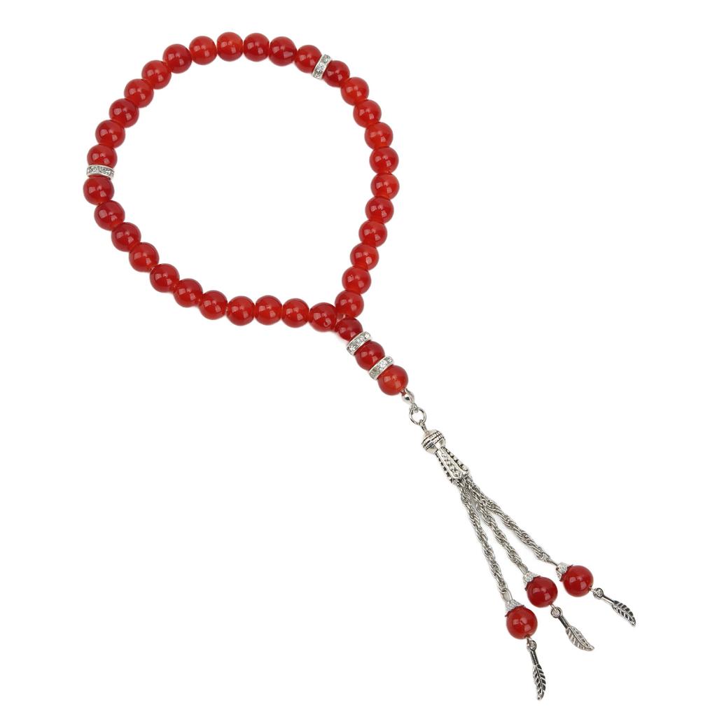 Muslim Prayer Beads Red 33 Beads Bright Beautiful Exquisite Glossy Elegant Tasbih Prayer Beads For Worship