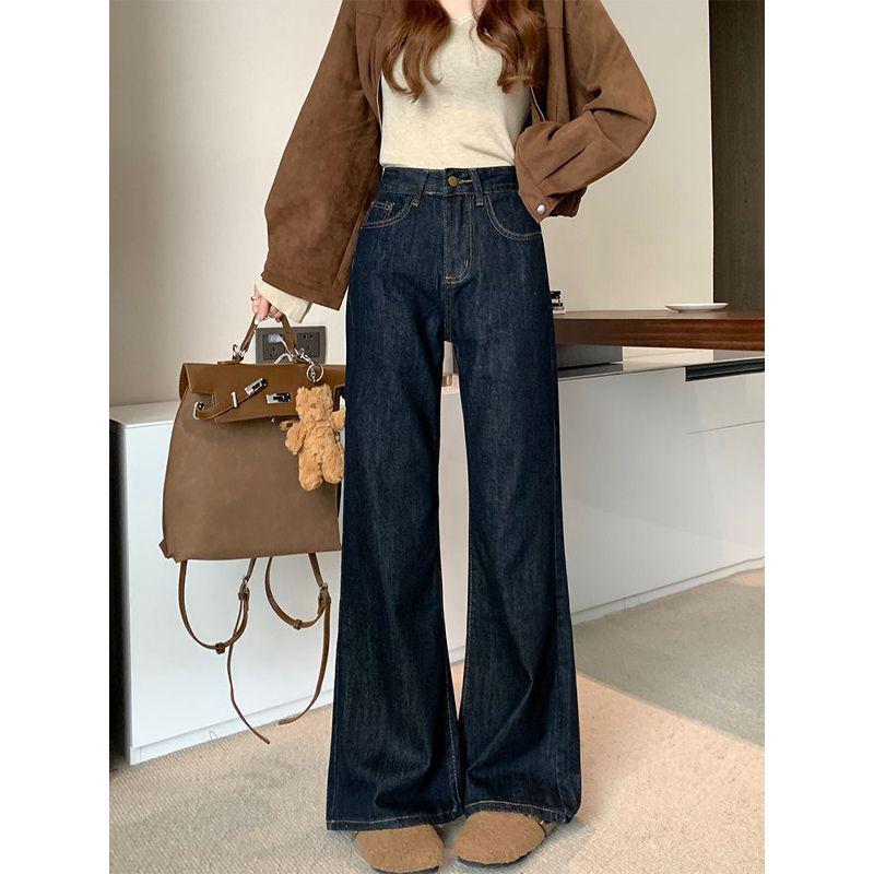 

Petite Women s Autumn Low Waist Slim Fit Micro-Flare Jeans - Floor-Length Straight Leg Trousers Extra Small