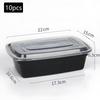 10Pcs Black Plastic Disposable Food Containers With Lids - Ideal For Salads, Sandwiches, And Kitchen Fridge Storage