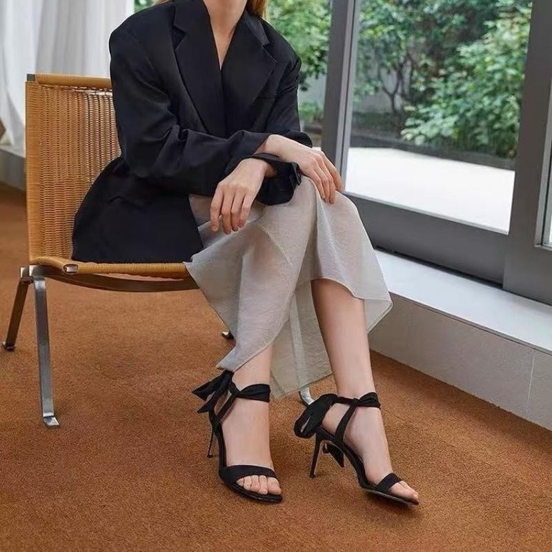 2025 New Women Sexy Pumps Sandals Summer 9cm Thin Heel Open Toe Ankle Strap High Heels Ladies Stilettos Party Red Wedding Shoes