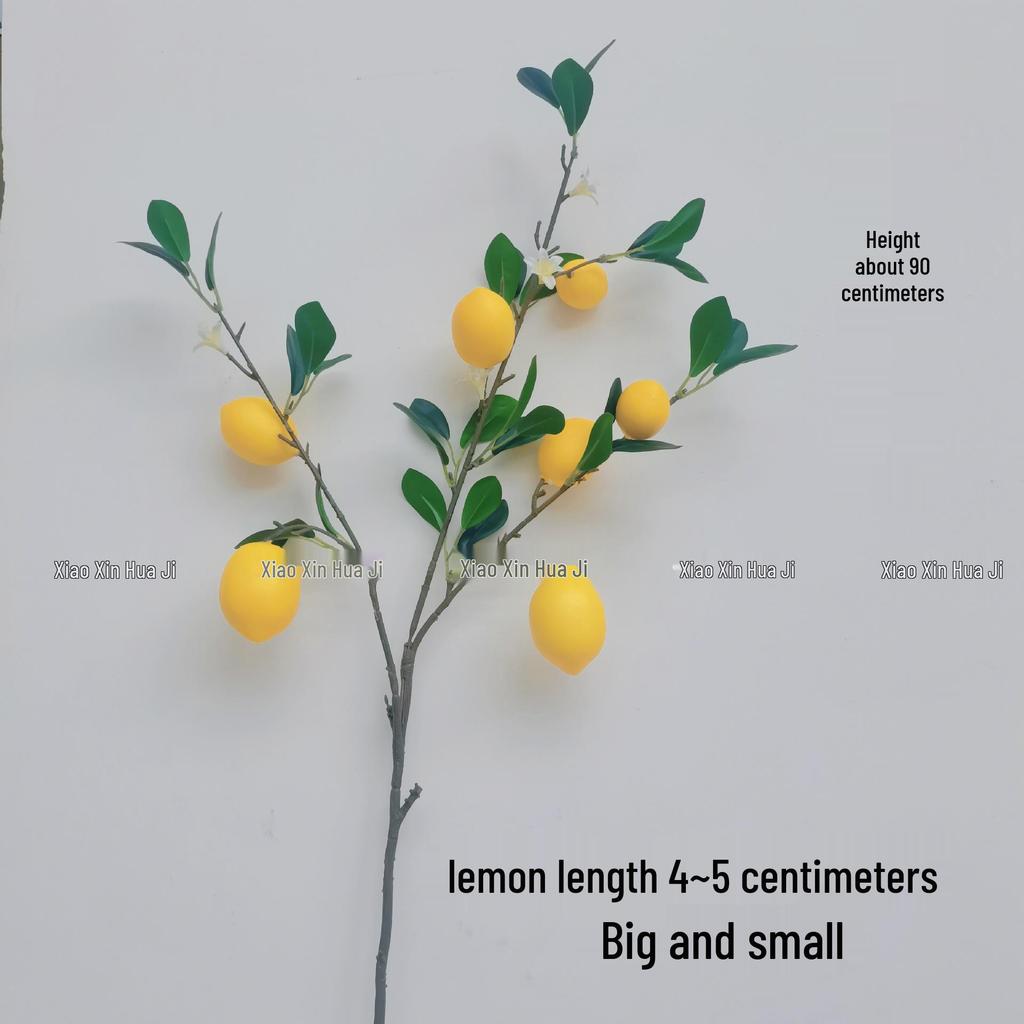 High-End Artificial Fruit Branch with Apples, Pomegranates, Oranges, Persimmons, and Lemons for Home Decor.