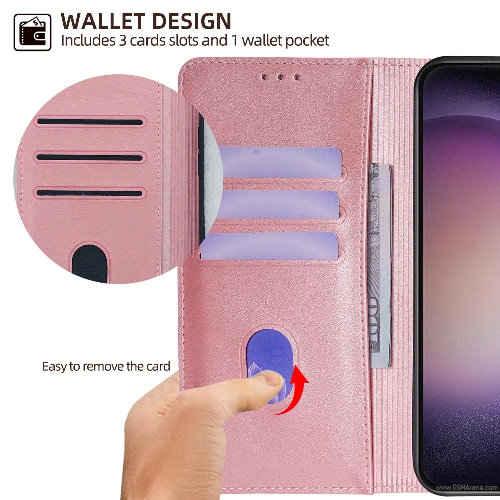 Bussiness Leather Wallet Phone Case for Samsung Galaxy S24 S23 S22 S21 Ultra Plus FE Flip Cover Magnetic Case With Card Slots
