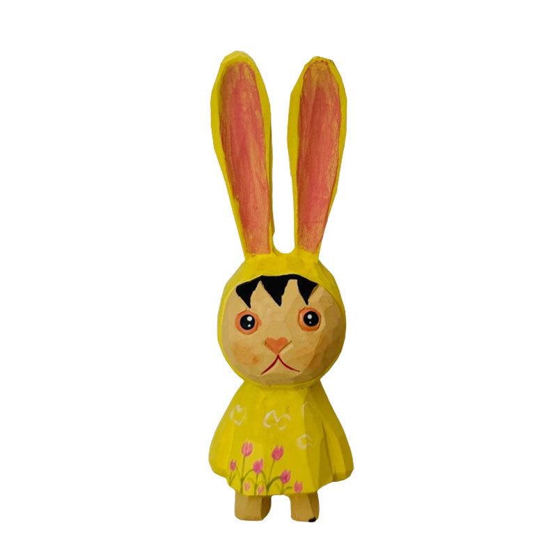 Wooden Bunny Car Stand With Long Ears For Gift And Home Office Decoration In Bright Colors