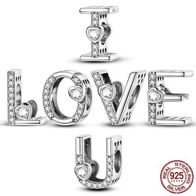 Copper Alphabet Beads Love Letter Charm Fit Original Bangle Bracelet Diy Jewelry Gift