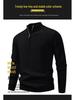 Men's Solid Color Stand Collar Half-Zip Sweater for Autumn/Winter - European & American Casual Knit Pullover
