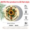 2D Flat, 1pc Interesting Vintage Round Aluminum Sign: Sunflower Cross Theme, Yard, Room, Office, Country Farm Decoration Garden Decoration Club