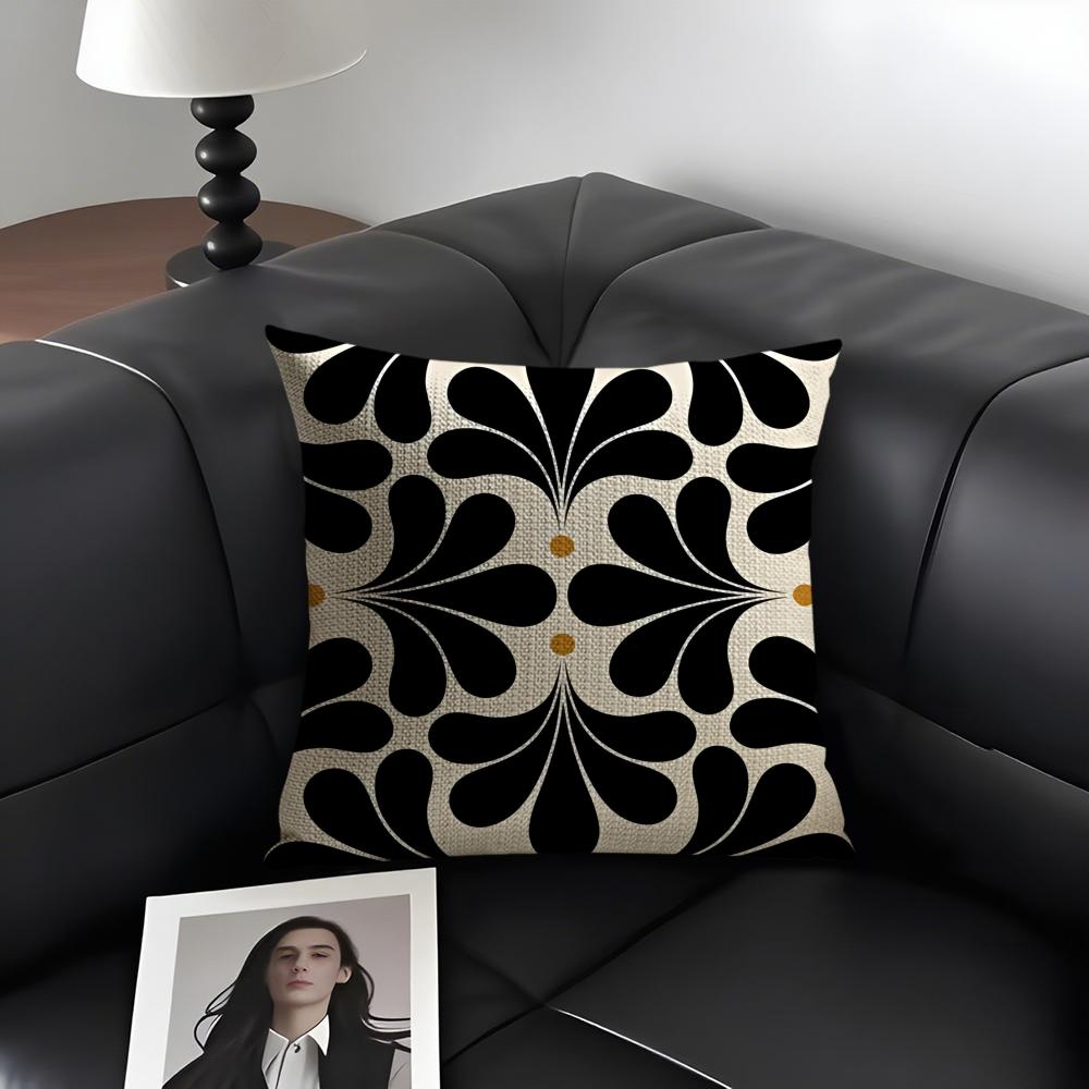 Symmetrical Pattern Cushion Cover Natural Linen Organic Fabric DoubleSided Printing Sofa Home Decor Gift Pillow Case