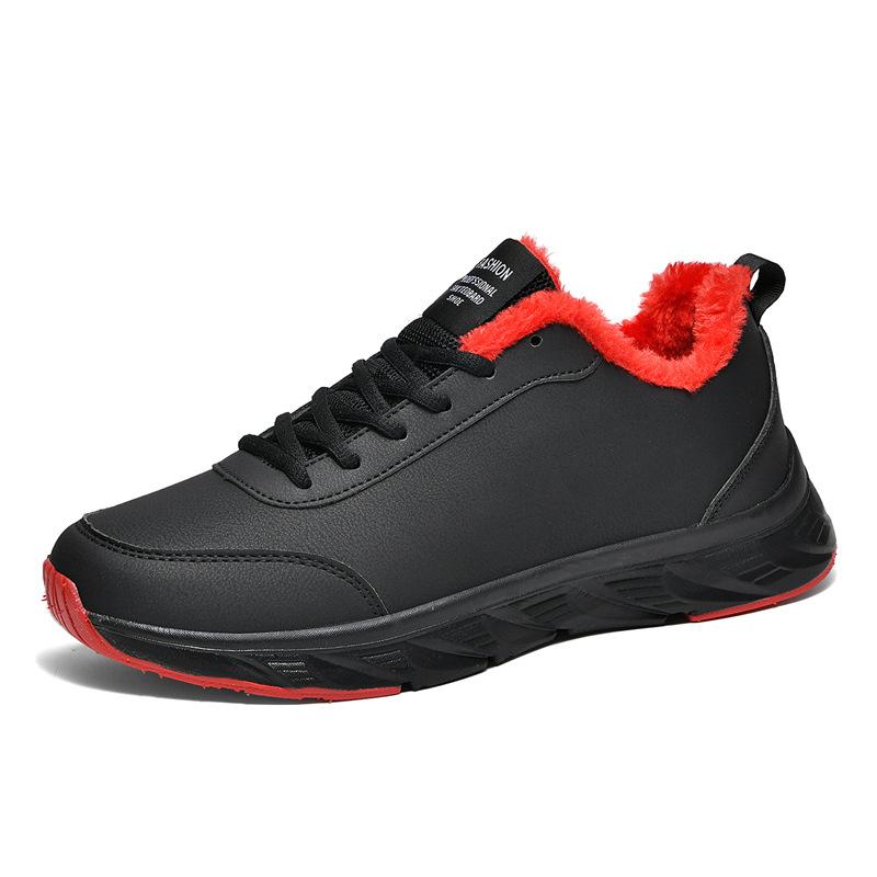 Microfiber leather shoes velvet warm sports shoes autumn and winter new leather waterproof daily casual running