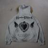 European and American Street Fashion Personality Hip-hop Character Letter Print Hooded Zipper Sweatshirt