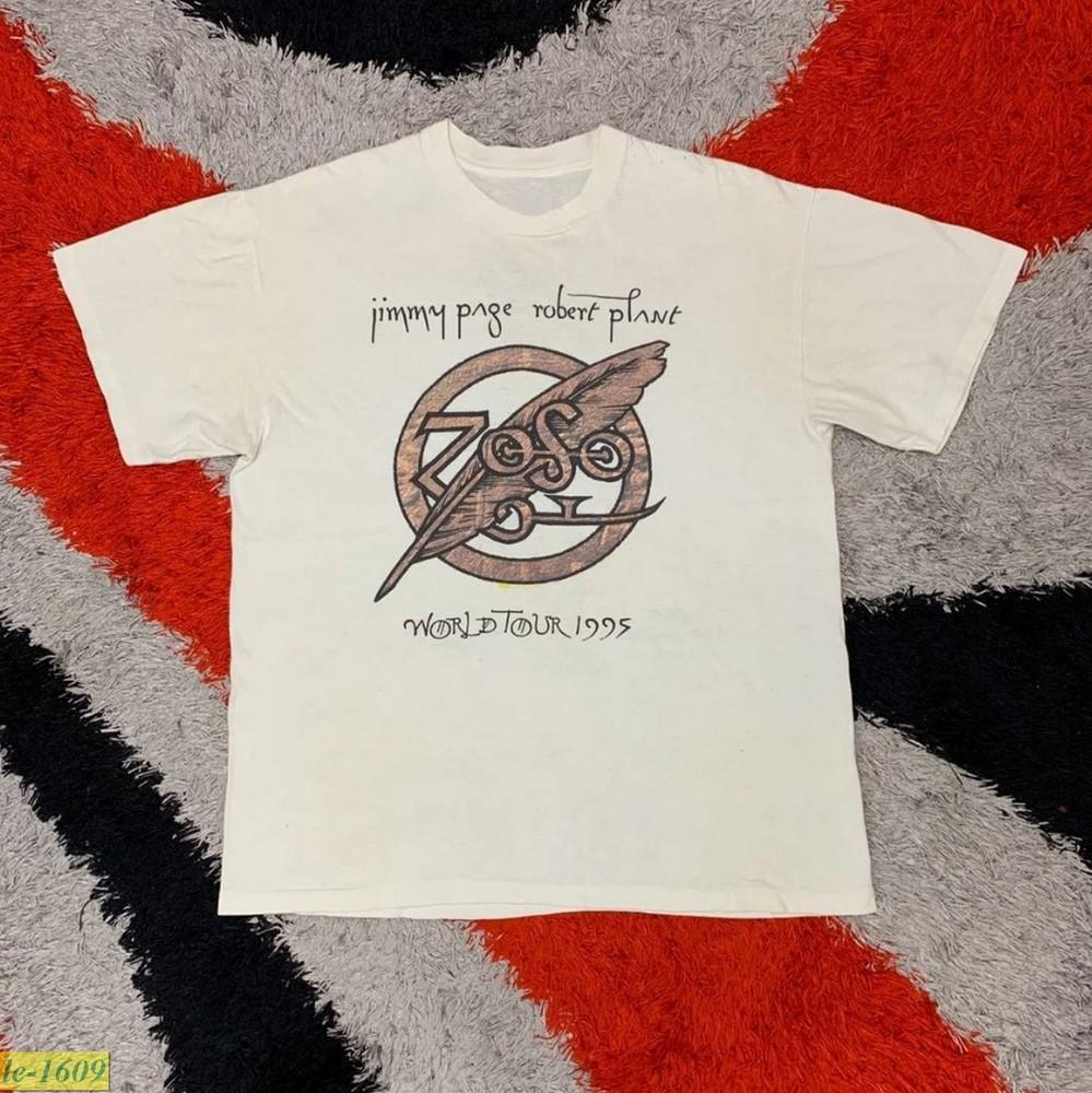Vintage Tour 1995 Zoso Jimmy Page Led Zeppelin 90s White Tshirt Size S5XL XXL