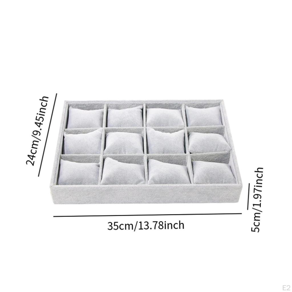 Schmucktablett aus Samt zur Ausstellung mit 12 Fächern und Kissen