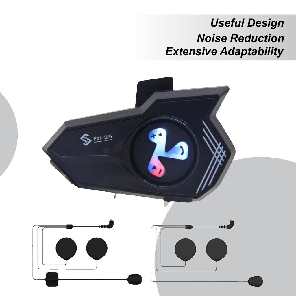 Motorcycle Headset Motorcycle Communication Systems Colorful Light Voice Assistant Noise Cancellation Waterproof Earphone for