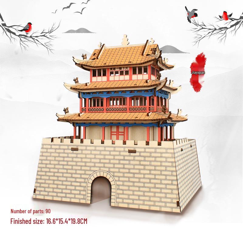 Challenging 3D Wooden Model Puzzle - Ancient Building Design for Adults