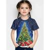 Round Neck 3D Christmas Theme Printed Short Sleeved Children's Girl T-shirts - Soft Medium Stretch Polyester Fabric Summer Relaxed Fit Clothing