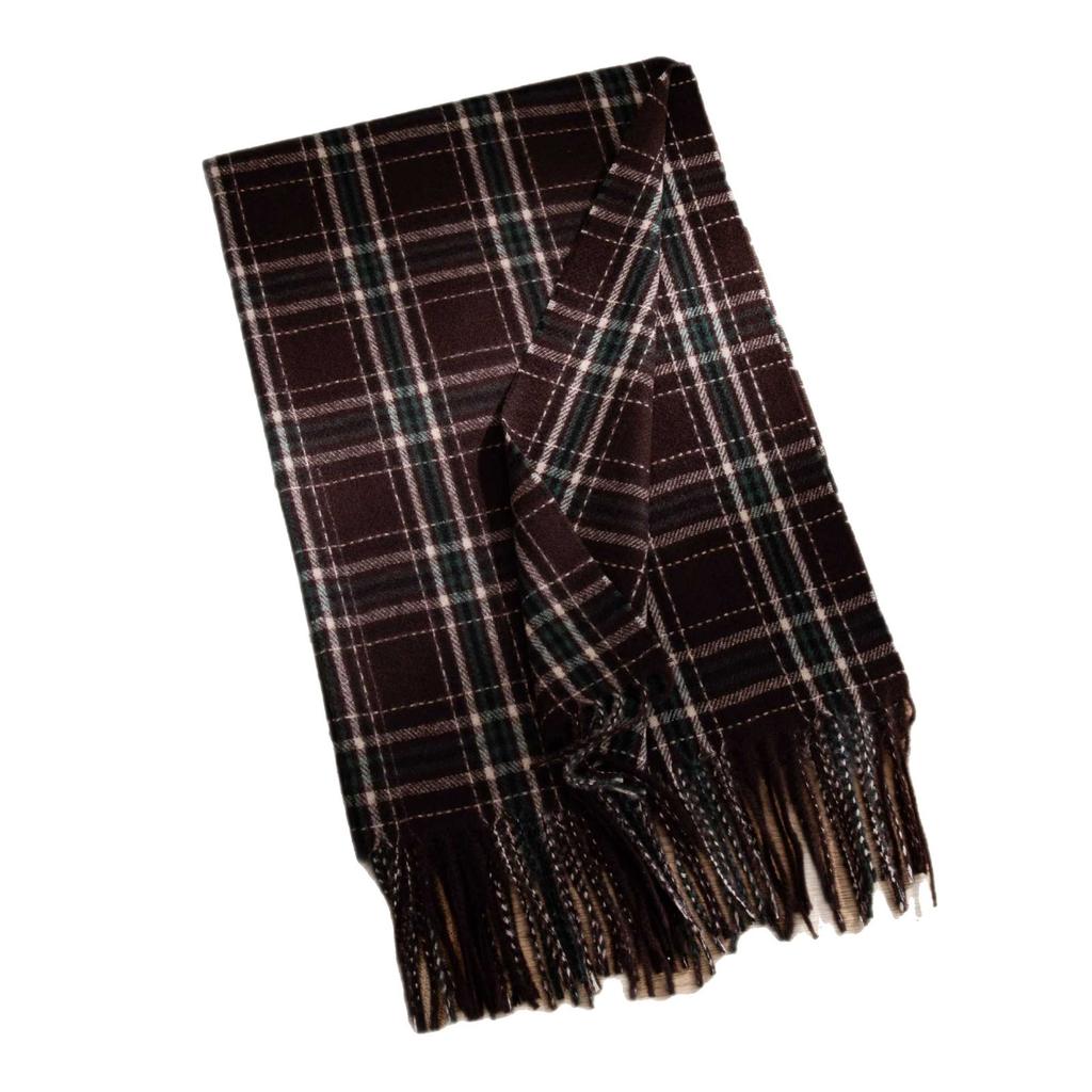 Scarf New Imitation Cashmere Retro Scarf Women's Korean Autumn and Winter Plaid Scarf Tassel Shawl Scarf