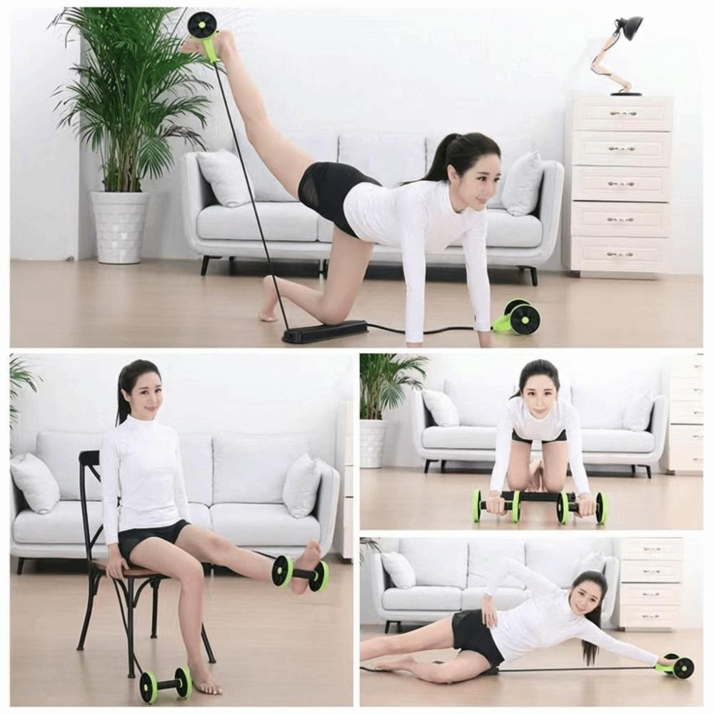 Double Roller Ab Roller Resistance Bands Abdominal Wheel Abdominal Muscle Trainer  Fitness Training