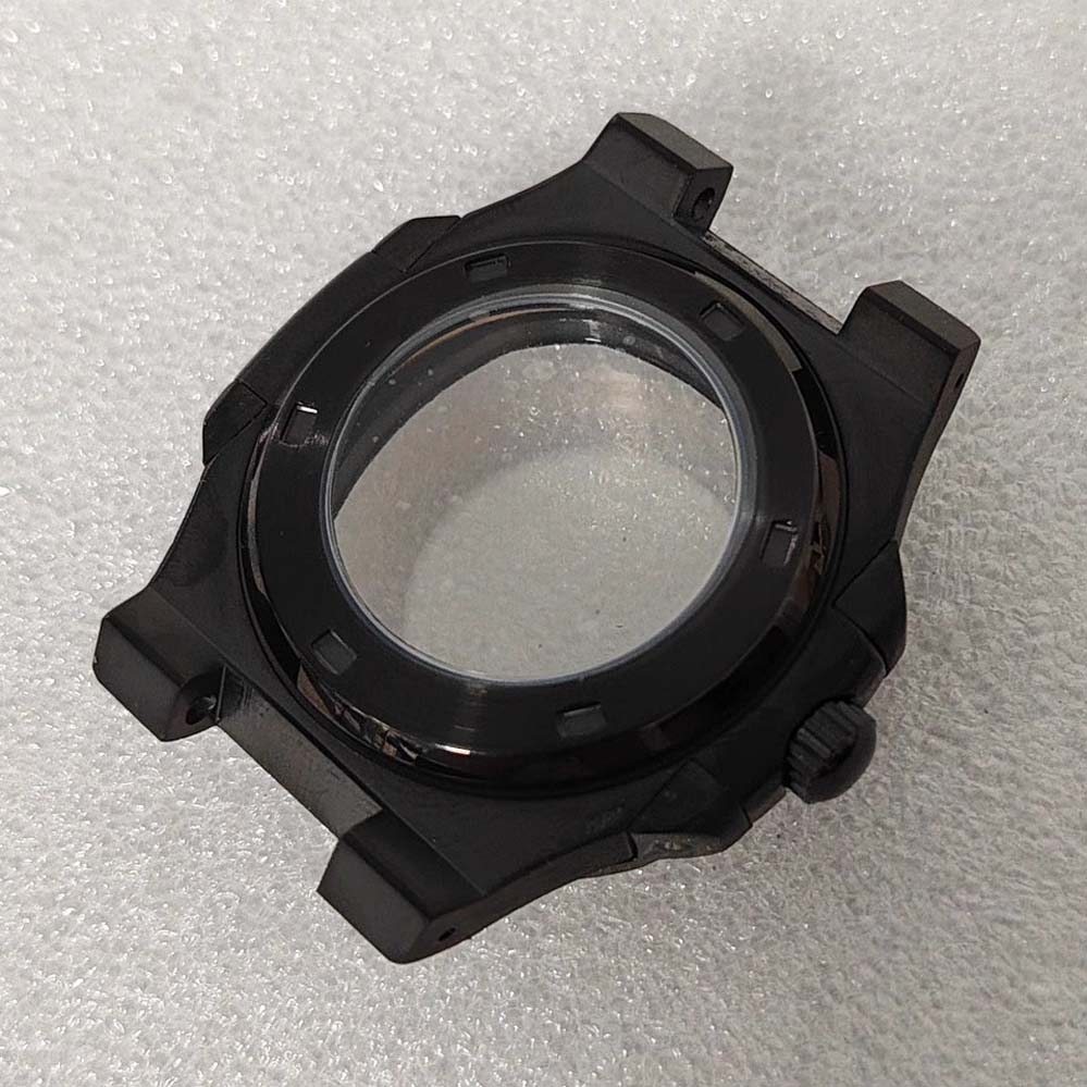 41mm Black PVD Electroplating Diamond inlaid Watch Case Sapphire Glass Watches Accessories for NH35 NH36 4R36 7S Movement