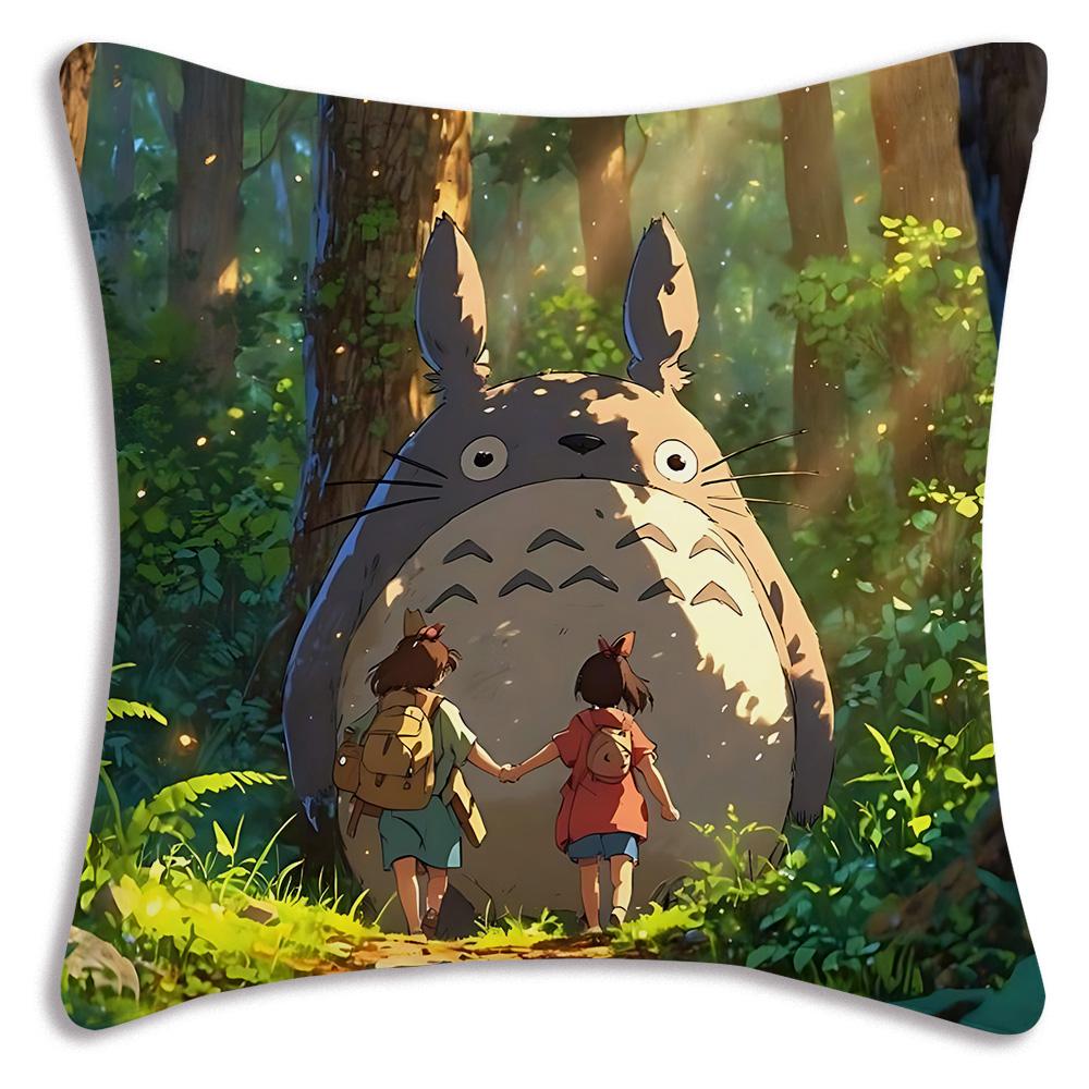 Hot Cartoon Cute Pillow Covers Cartoon Sofa Decorative Home Double-Sided Printing Short-T-Totoros Plush Cute Cushion Cover
