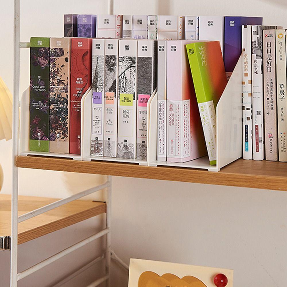 Simple Plastic Bookends Solid Color Double Layer File Storage Shelf Large Capacity Desktop Book Holder Student Supplies