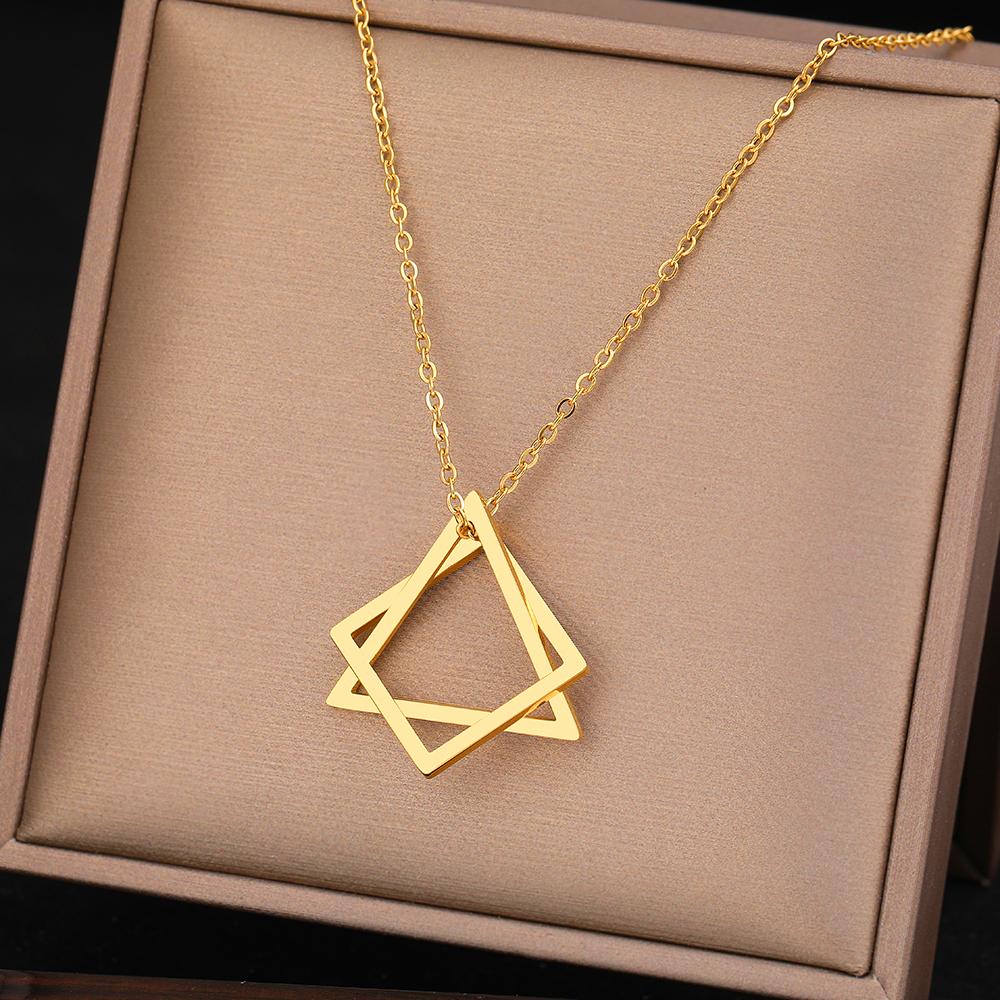 

Ожерелья из нержавеющей стали с геометрическим переплетением квадратных треугольников, мужской кулон, модное мужское ожерелье для женщин, ювелирные изделия, прекрасный подарок