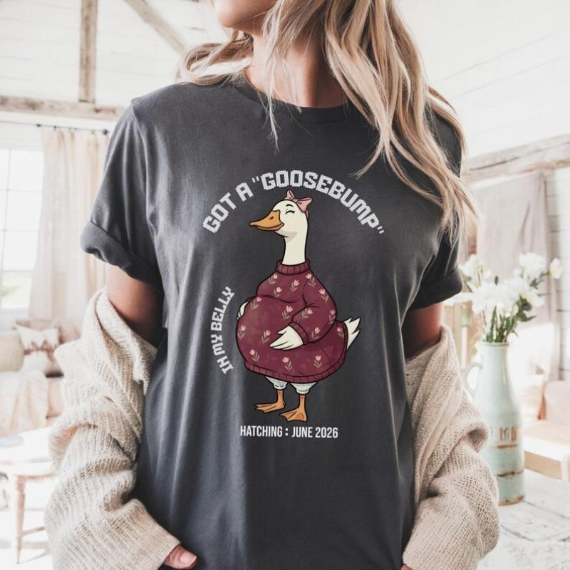 Funny Goose Pregnancy AnnounceUnisext Shirt Set Expecting Couple Apparel Crew Neck Outdoors High Quality Cotton Shortsleev Tees