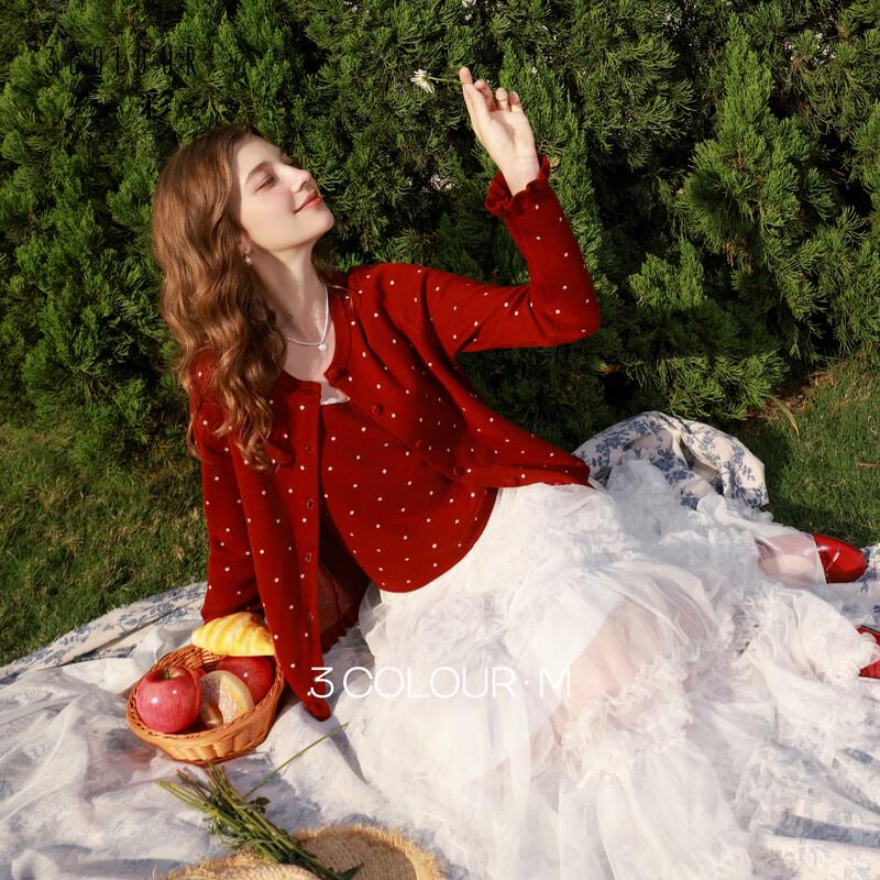 Sancai Retro Polka Dot Knit Two-Piece Set S (155/80A)