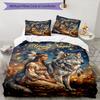 3pcs Custom Name Wolf Native American Spirit Bedding Set Printed Bedding Set Duvet Cover Closure Includes 1 Duvet Cover & 2 Pillowcases Bedroom Decor