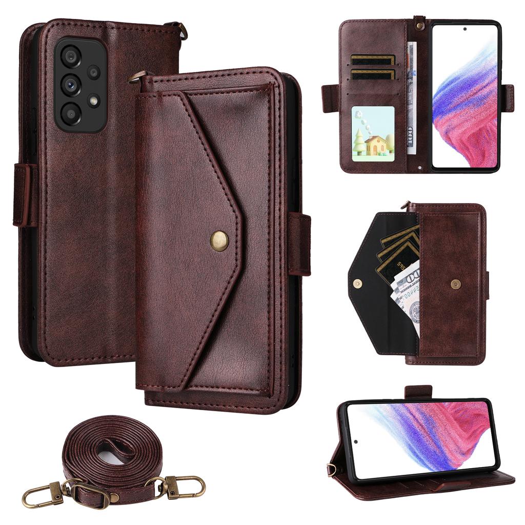Für Samsung Galaxy A53 5G Lederhülle Magnetverschluss Brieftasche Ständer Handyhülle mit Umhängeband