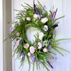 Yousheng Spring Summer Tulip Wreath for Front Door Artificial Floral Greenery Wreath with Ferns Wildflowers for Indoor Outdoor Porch Wall Farmhouse