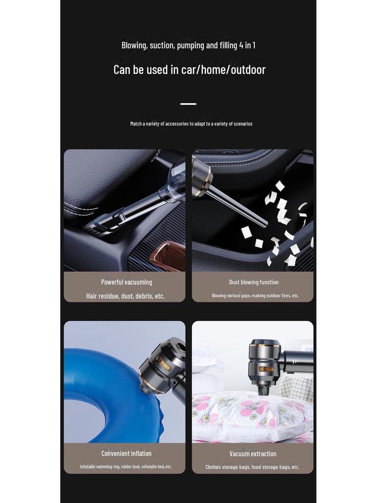Handstaubsauger mit bürstenlosem Hochleistungsmotor, kabellos, mit Staubblas- und Aufblasfunktion