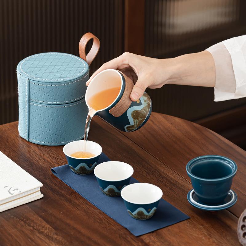 Portable Travel Tea Set Outdoor Kung Fu Tea Set Tea Pot Kuaike Cup Business Gift Gift