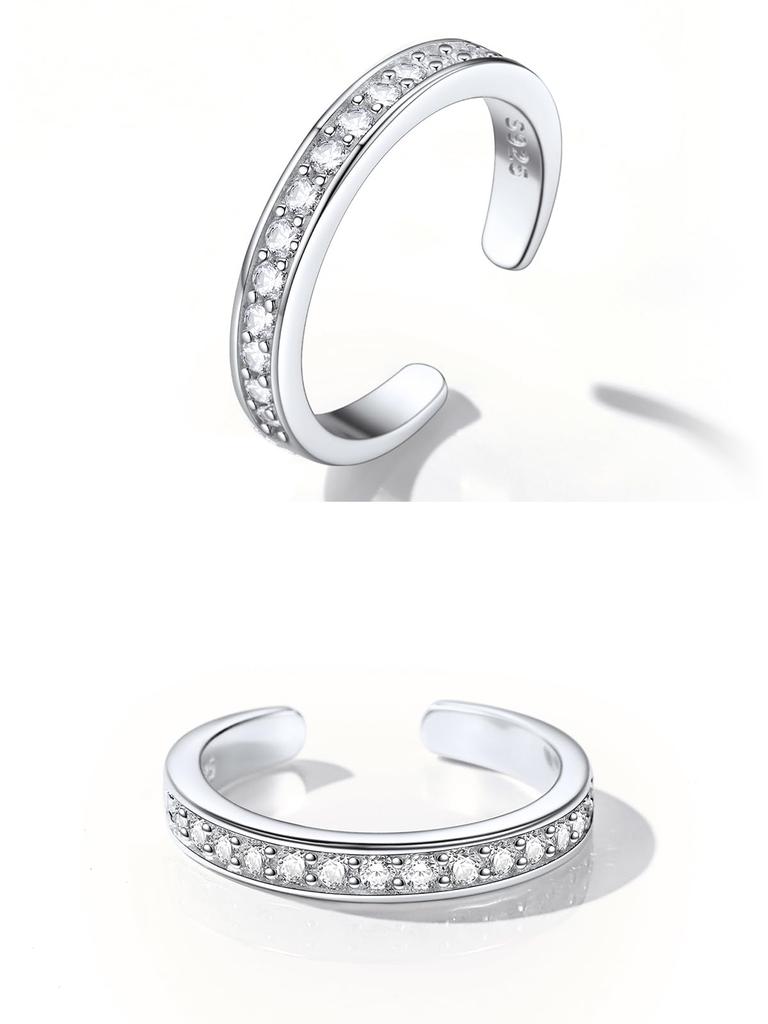 ChicSilver Toe Ring, Pinky Ring, Women's, Silver 925, Eternity Ring, Zirconia, Hawaiian Jewelry