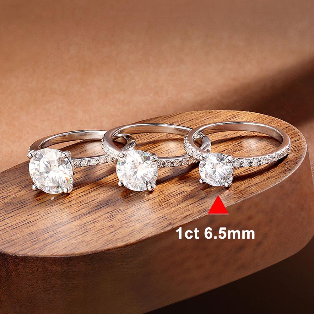 D VVS1 1-3ct Bague Moissanite Ronde Plaqué Or Blanc 18K Argent Sterling s925 avec Diamant GRA Alliances pour Femmes