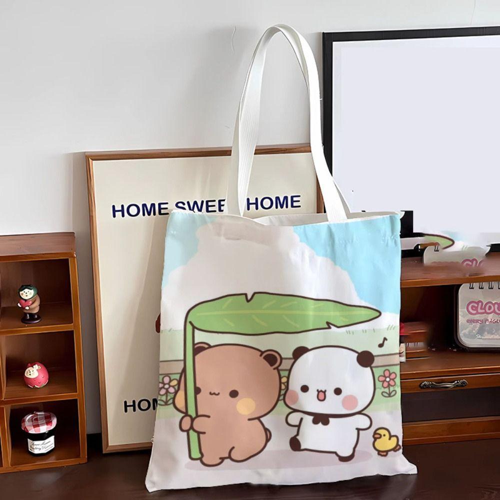 Cute Tote Bag Bubu Dudu Panda Bear Canvas Bag Couple Tote Niche Cartoon Japanese Style One-shoulder Handbag Gifts