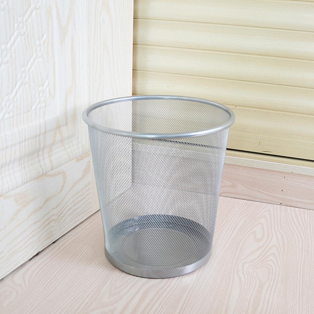 Iron Mesh Waste Bin Garbage Basket Home Office Trash Can Dustbin Sundries Storage Basket Box Bathroon Cleaning Bedroon Waste Bin