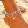 New Boho Heart Anklet & Bracelet Combo - Adjustable Multilayer Chain Summer Beach Jewelry for Women