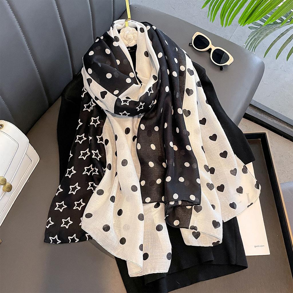 Women Cotton Linen Rose Print Scarf Shawl Hijab Muslim Long Headscarf Scarves Head Wraps Long Female Head Scarf