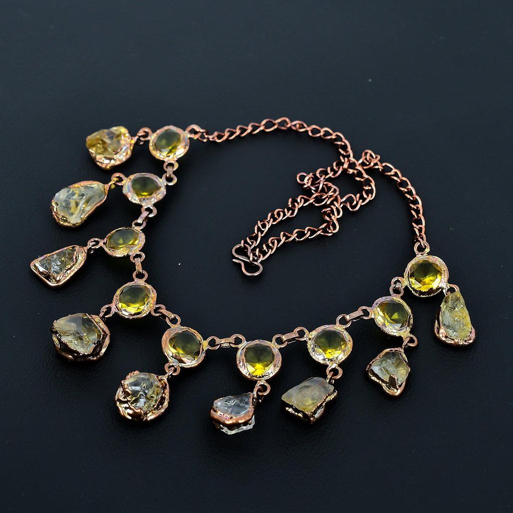 Citrine Necklace, Gemstone Copper Electroformed Jewelry Necklace, Handmade Jewelry, For Anniversary Gift