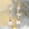 White Pearl Zircon Stone Flower Hoop Earrings Luxury Female Gold Color Wedding Jewelry For Women