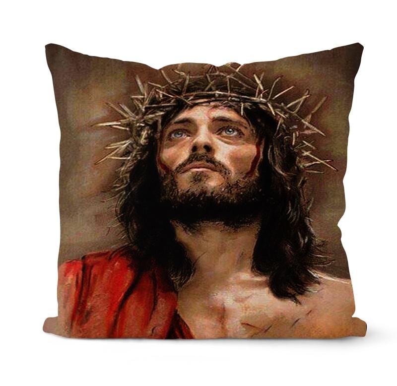 Home Decor Vintage Jesus Eckkissenbezug Christlicher Kissenbezug Heim Sofa Stuhl Deko Kissenbezug