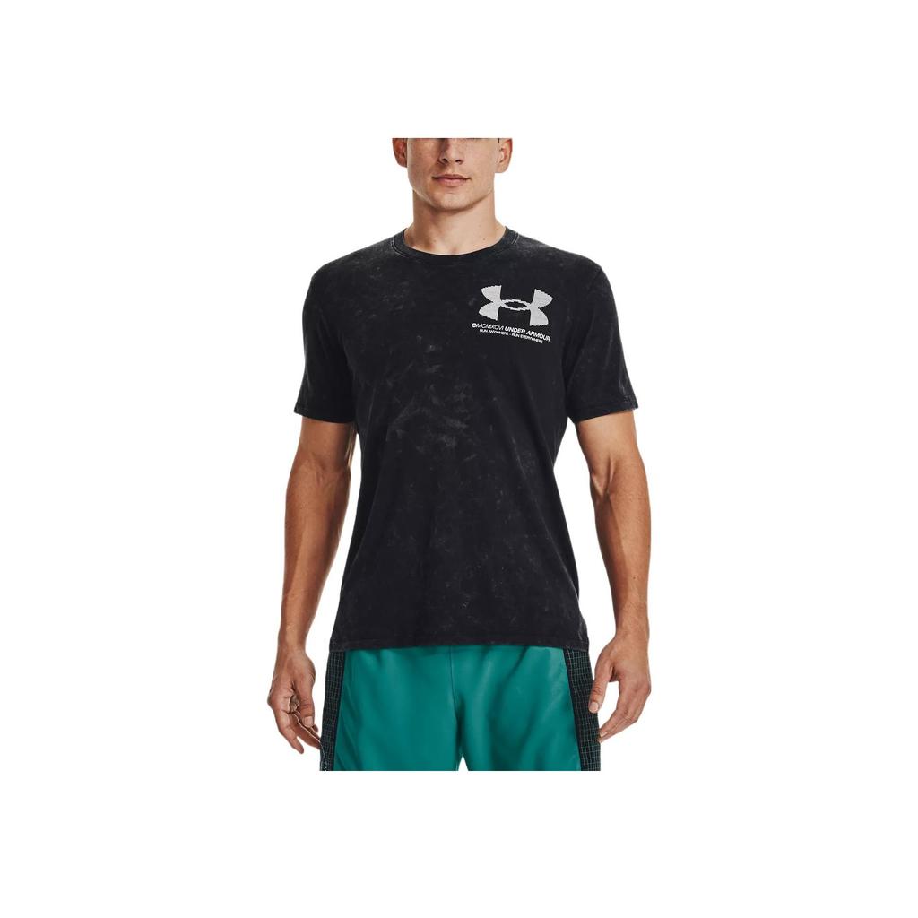 Under Armour T-shirt de Sport Running Imprimé Grand Logo Vintage Américain Col Ras du Cou Manches Courtes Homme Tops Noir 1372590-001