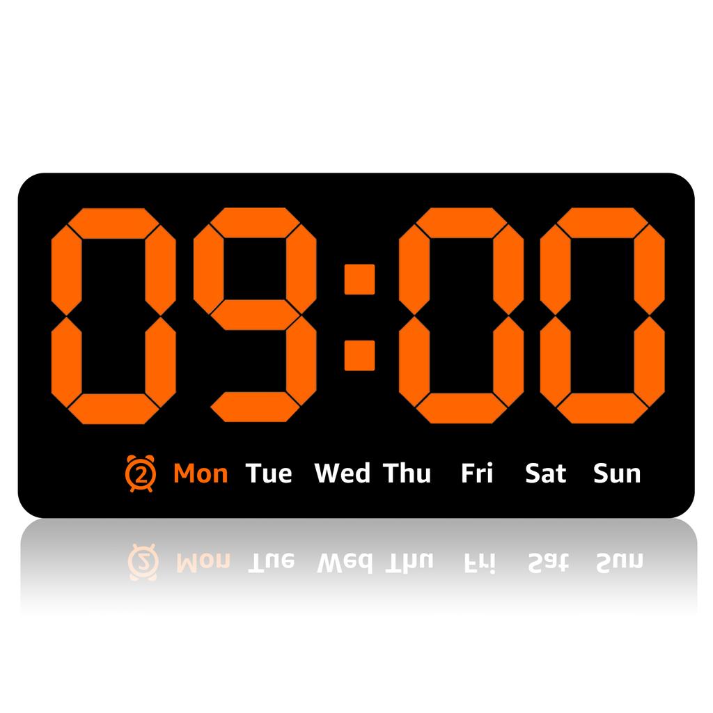 Digital Wall Clock 8.5 Inch Large Display LED Alarm Clock with Date Week Temperature Dual Alarm 3 Levels Brightness Adjustable